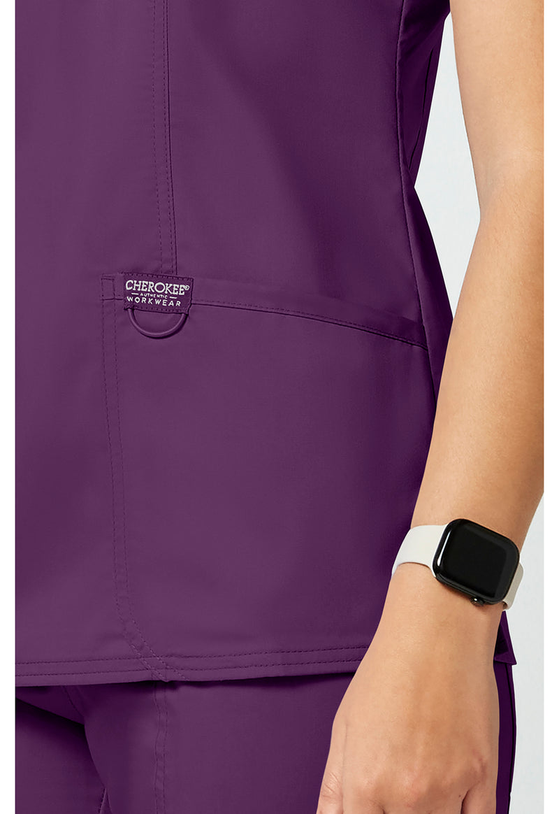 Eggplant - Cherokee Cherokee WW Revolution Women's Scrub Top - Detail 3 View