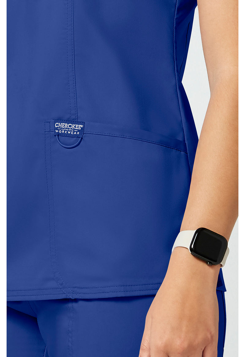 Galaxy Blue - Cherokee Cherokee WW Revolution Women's Scrub Top - Detail 3 View