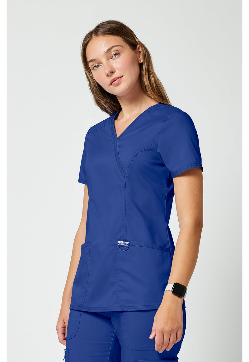 Galaxy Blue - Cherokee Cherokee WW Revolution Women's Scrub Top - Left Side View