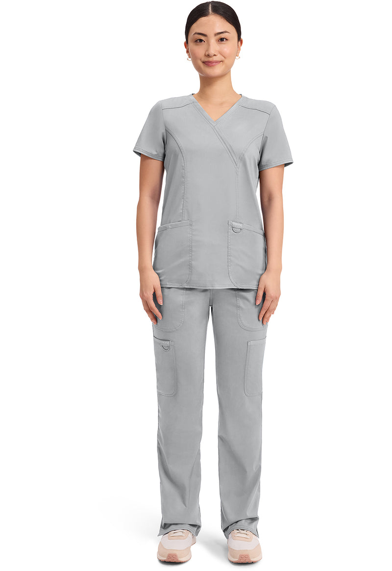 Grey - Cherokee Cherokee WW Revolution Women's Scrub Top - Detail 1 View