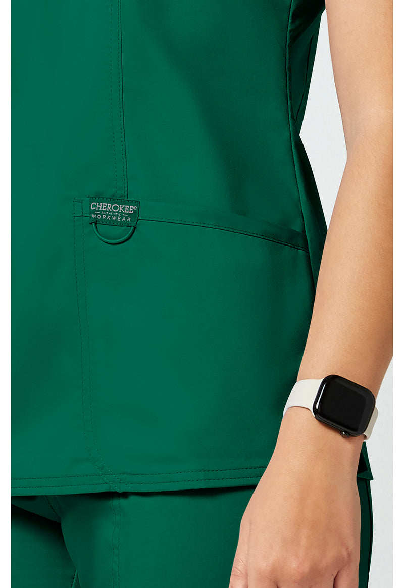 Hunter Green - Cherokee Cherokee WW Revolution Women's Scrub Top - Detail 3 View
