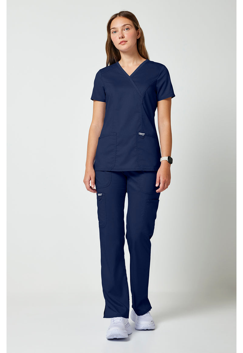 Navy - Cherokee Cherokee WW Revolution Women's Scrub Top - Detail 1 View