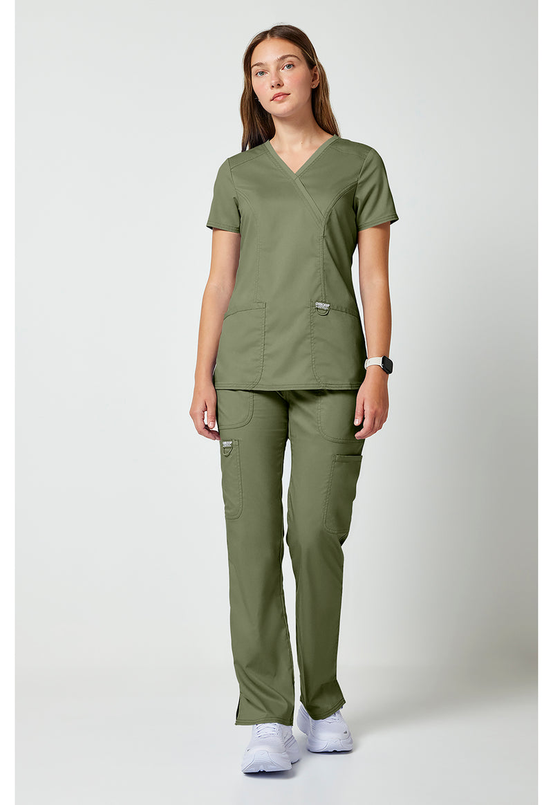 Olive - Cherokee Cherokee WW Revolution Women's Scrub Top - Detail 1 View