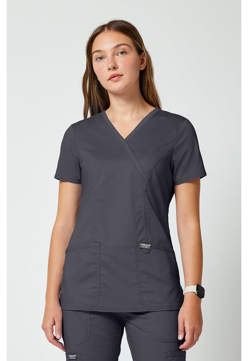 Pewter - Cherokee Cherokee WW Revolution Women's Scrub Top - Detail 4 View