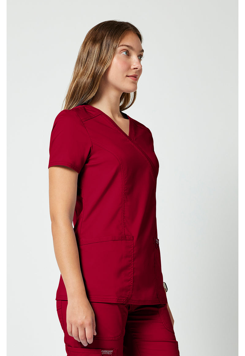 Red - Cherokee Cherokee WW Revolution Women's Scrub Top - Right Side View