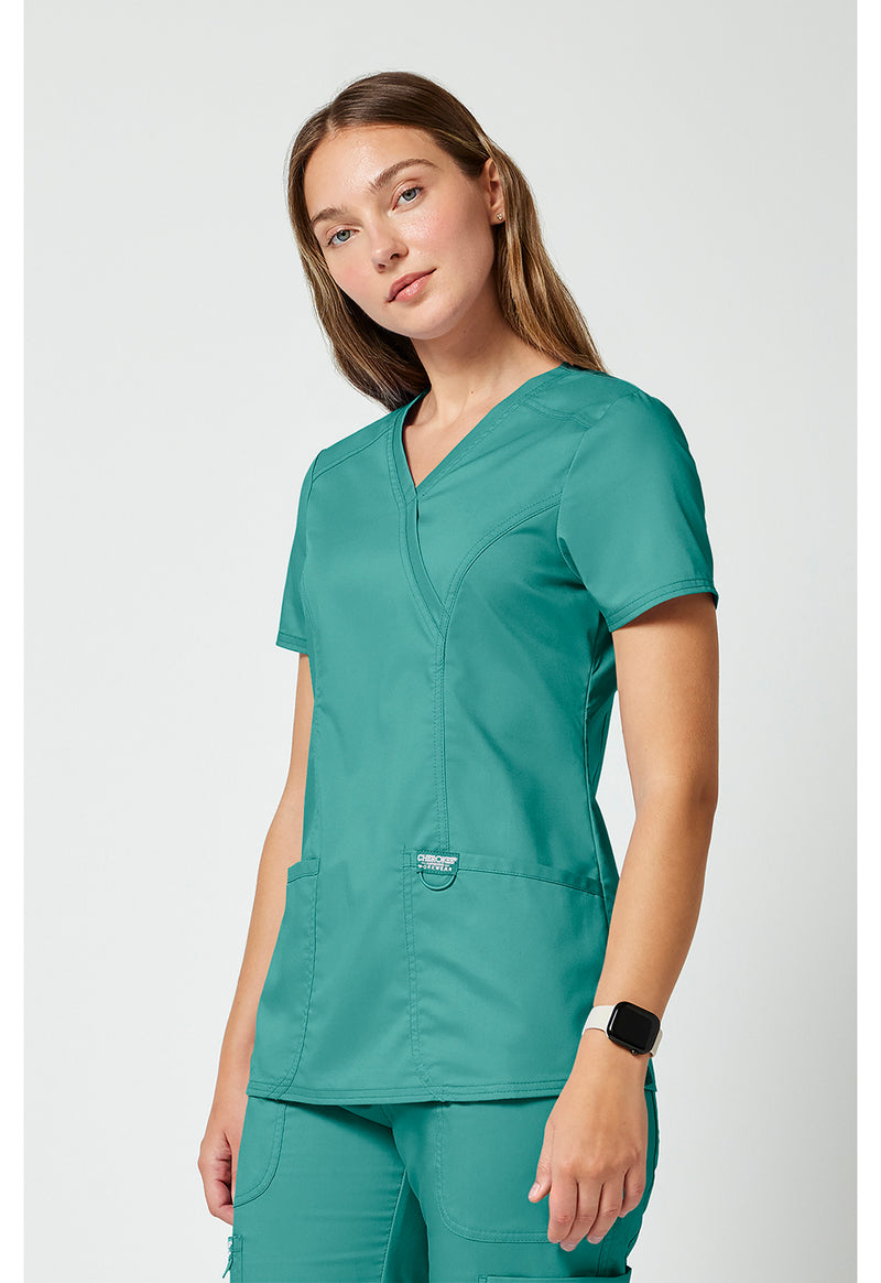 Soft Marine - Cherokee Cherokee WW Revolution Women's Scrub Top - Left Side View