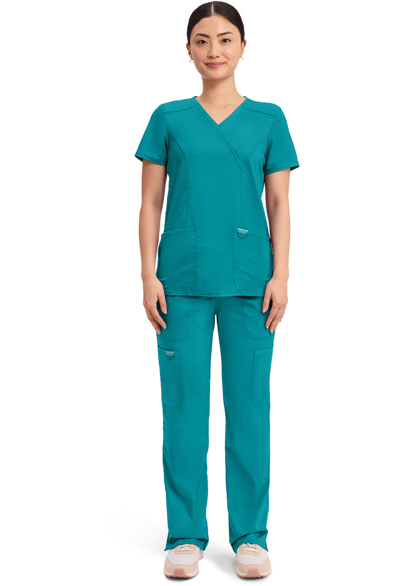 Teal Blue - Cherokee Cherokee WW Revolution Women's Scrub Top - Detail 1 View