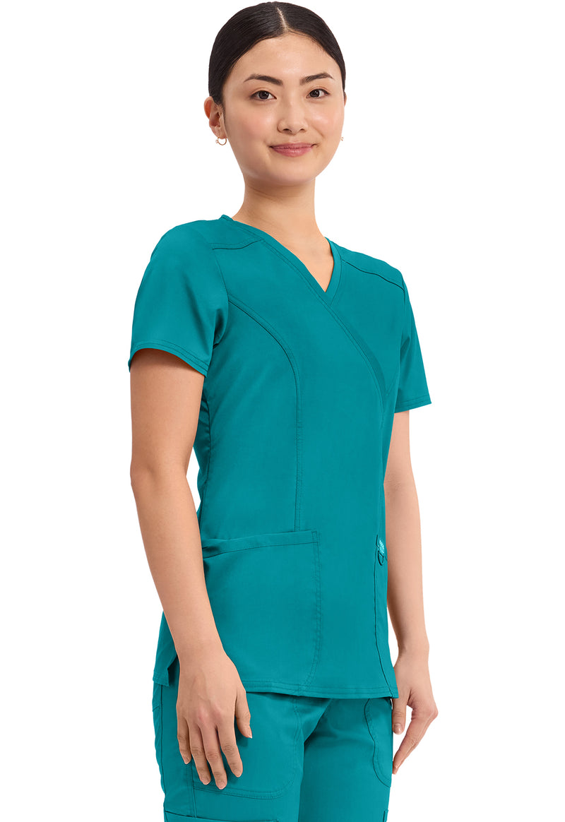 Teal Blue - Cherokee Cherokee WW Revolution Women's Scrub Top - Right Side View