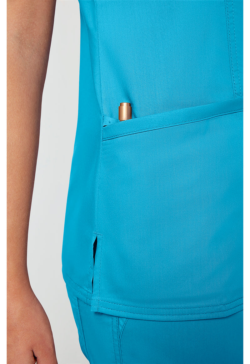 Turquoise - Cherokee Cherokee WW Revolution Women's Scrub Top - Detail 2 View