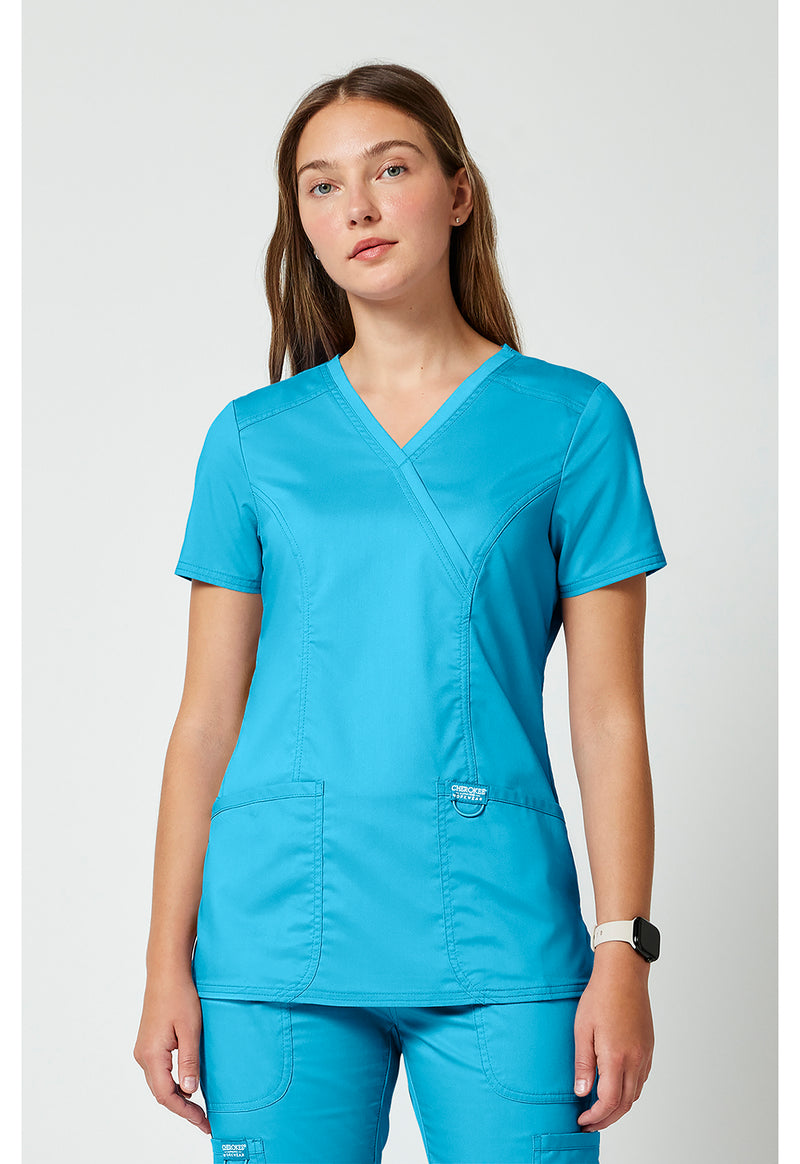 Turquoise - Cherokee Cherokee WW Revolution Women's Scrub Top - Detail 4 View