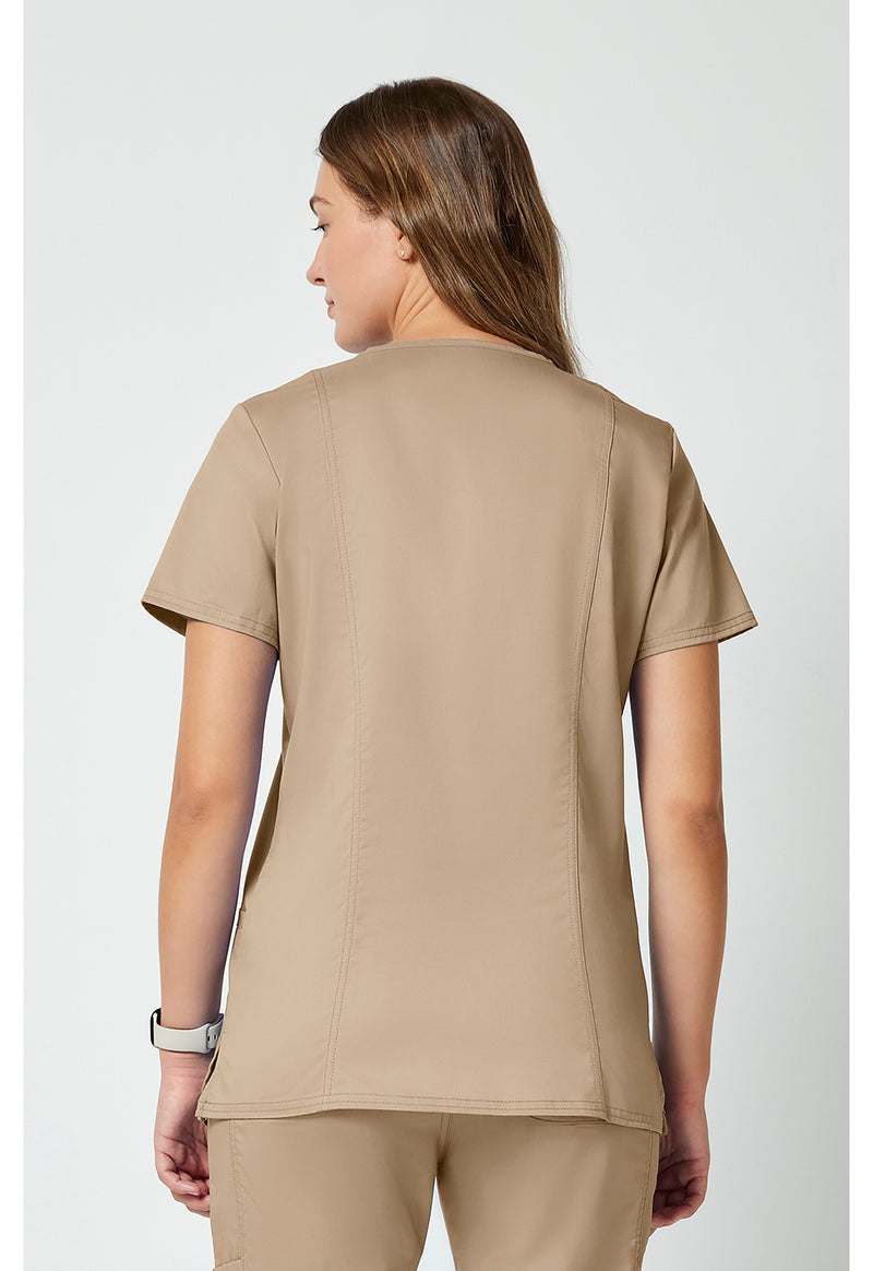 Khaki - Cherokee WW Revolution Women Scrub Top - Back View