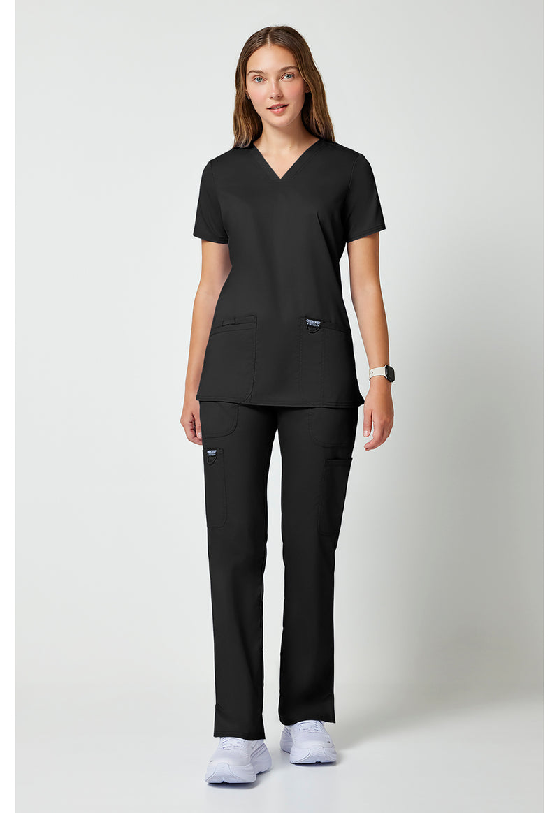 Black - Cherokee Cherokee WW Revolution Women's Scrub Top - Detail 1 View