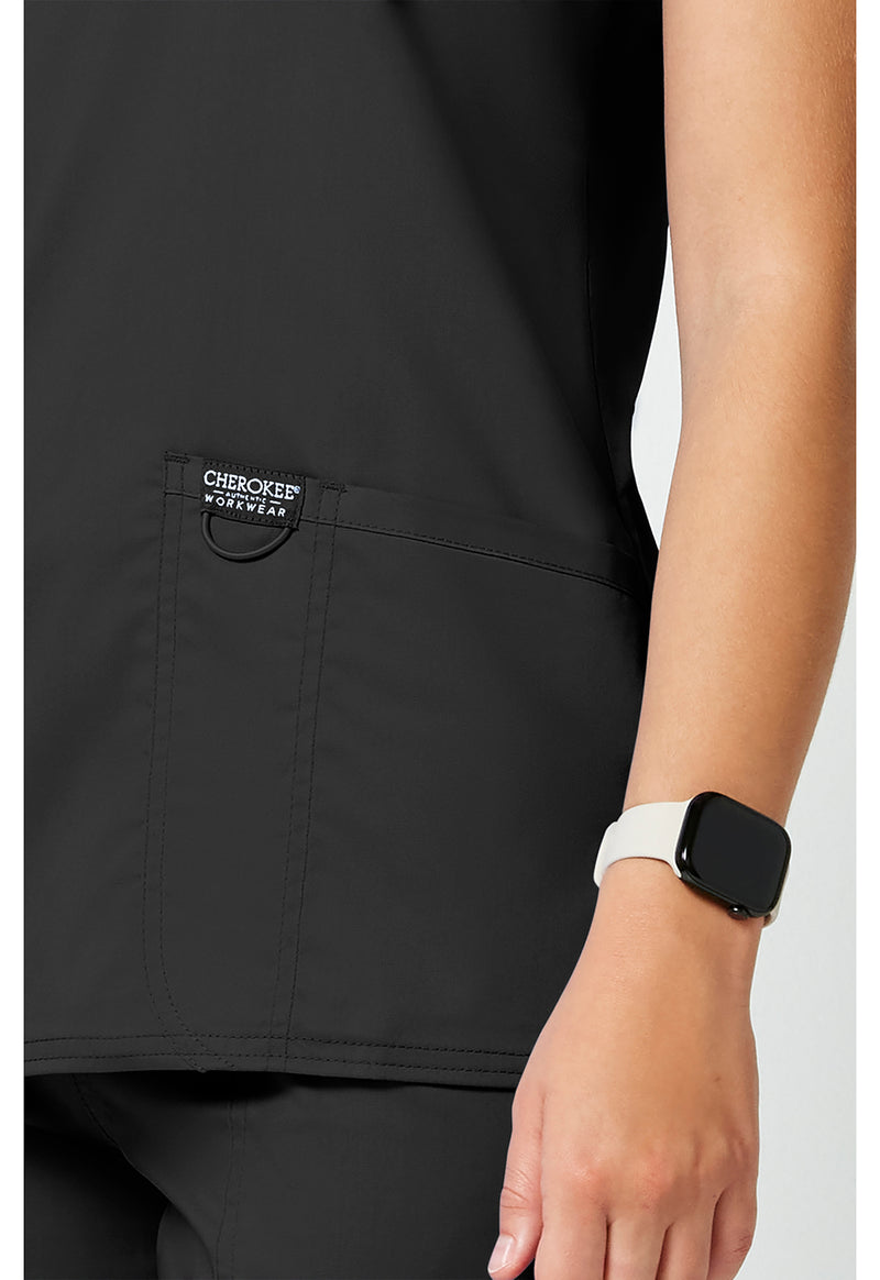 Black - Cherokee Cherokee WW Revolution Women's Scrub Top - Detail 4 View
