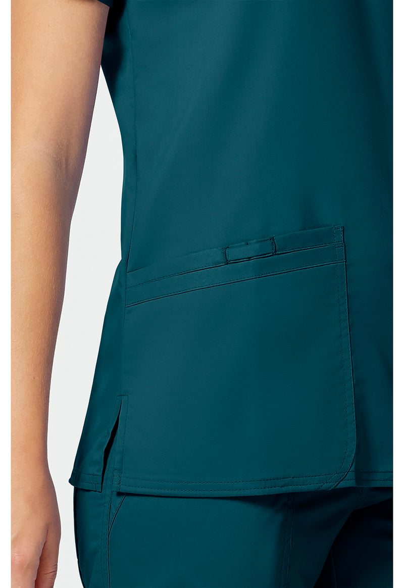 Caribbean Blue - Cherokee Cherokee WW Revolution Women's Scrub Top - Detail 3 View