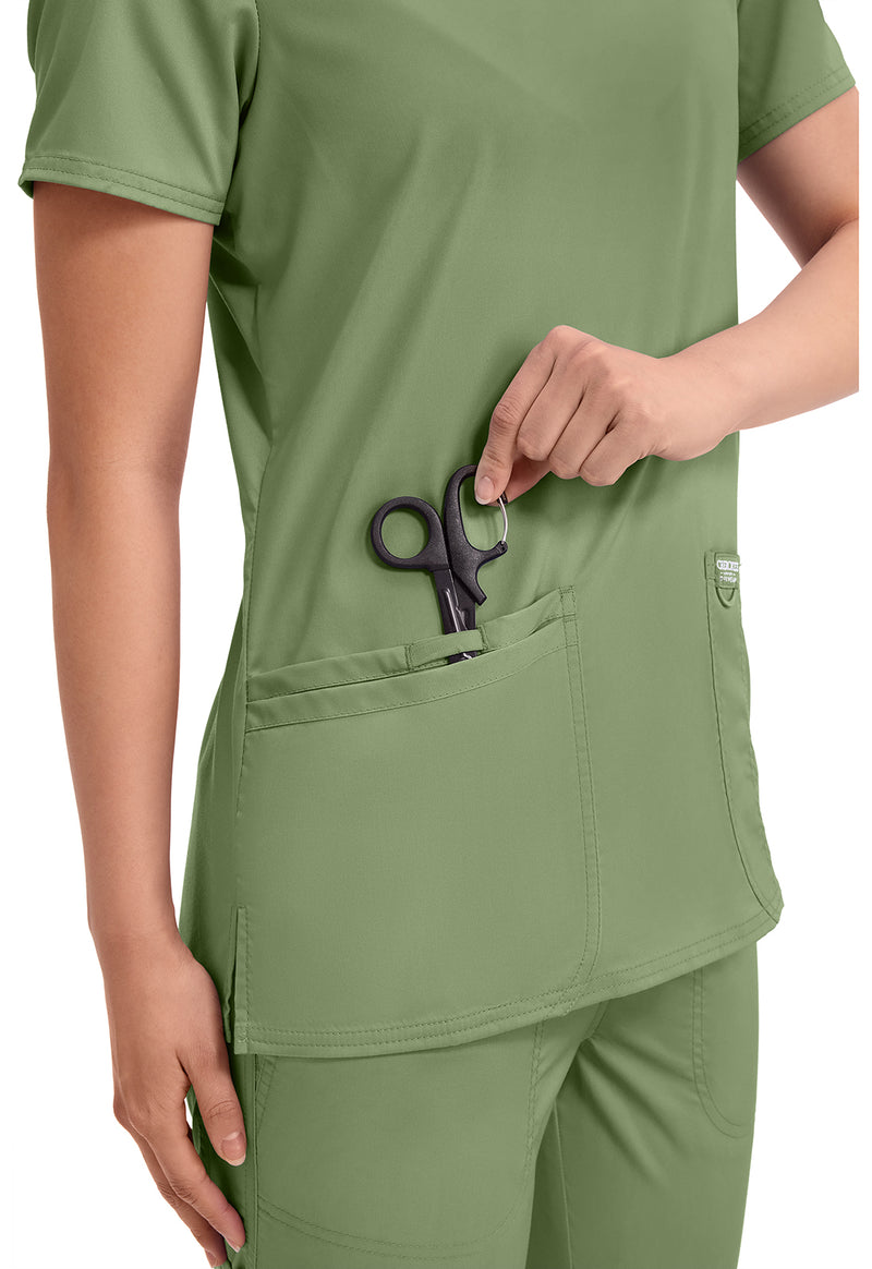 Celery Green - Cherokee Cherokee WW Revolution Women's Scrub Top - Detail 3 View