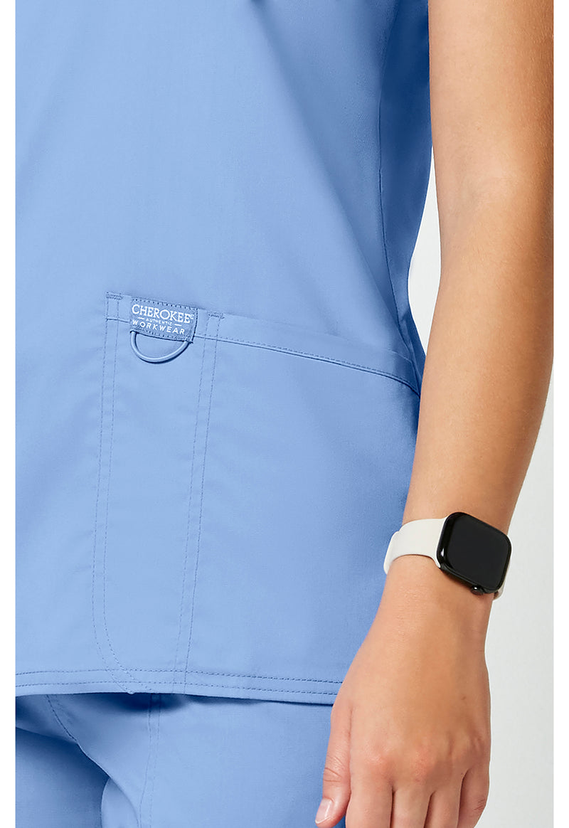 Ciel Blue - Cherokee Cherokee WW Revolution Women's Scrub Top - Detail 4 View