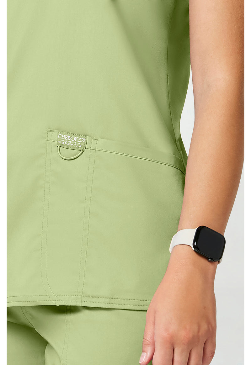 Cucumber - Cherokee Cherokee WW Revolution Women's Scrub Top - Detail 4 View