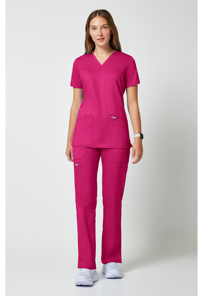 Electric Pink - Cherokee Cherokee WW Revolution Women's Scrub Top - Detail 1 View