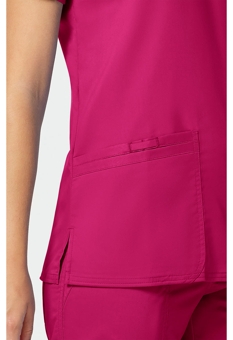 Electric Pink - Cherokee Cherokee WW Revolution Women's Scrub Top - Detail 3 View