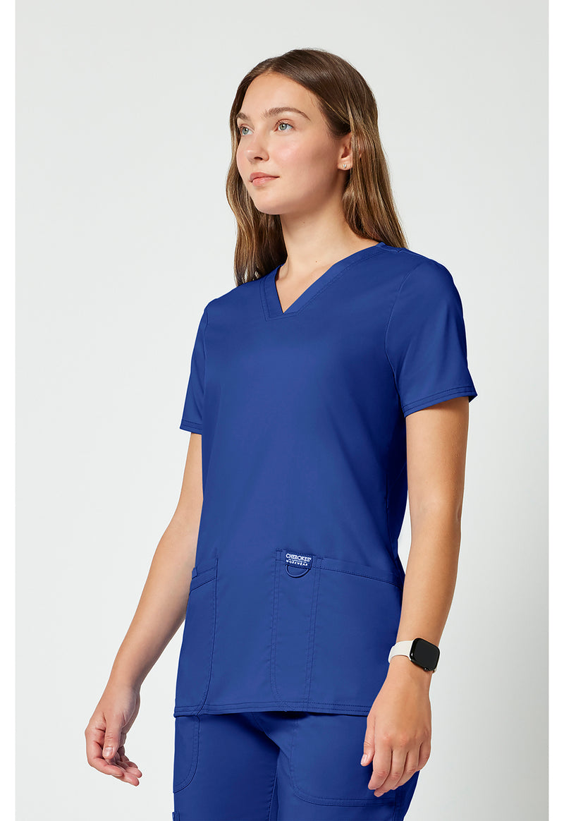 Galaxy Blue - Cherokee Cherokee WW Revolution Women's Scrub Top - Left Side View