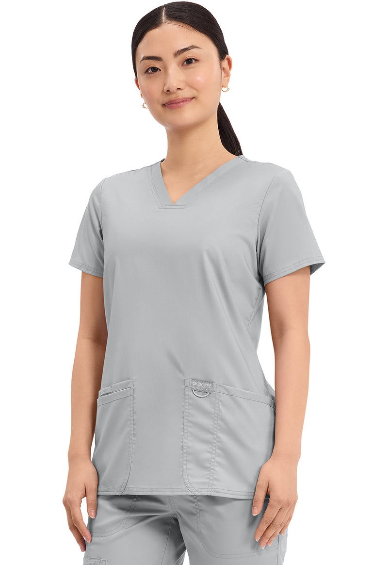 Grey - Cherokee Cherokee WW Revolution Women's Scrub Top - Left Side View