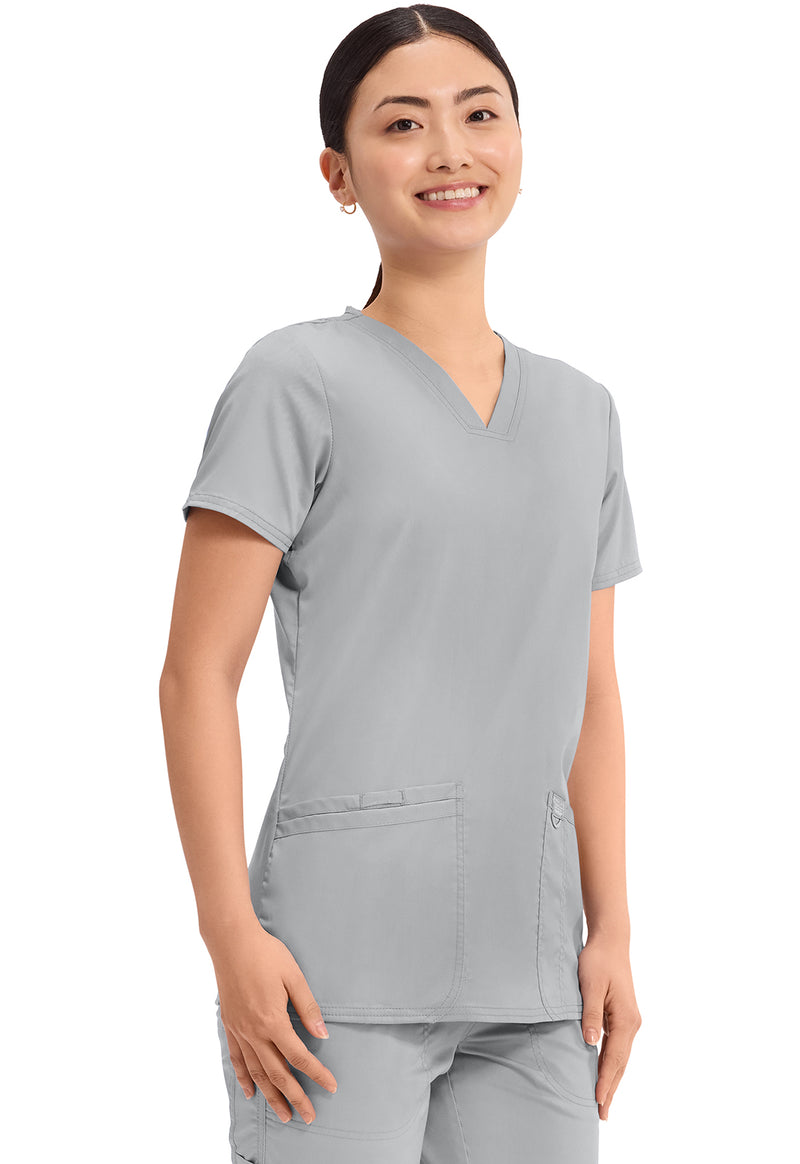 Grey - Cherokee Cherokee WW Revolution Women's Scrub Top - Right Side View