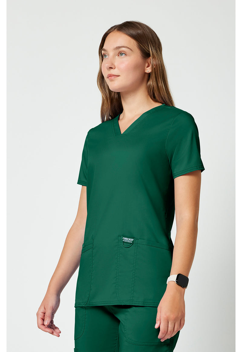 Hunter Green - Cherokee Cherokee WW Revolution Women's Scrub Top - Left Side View
