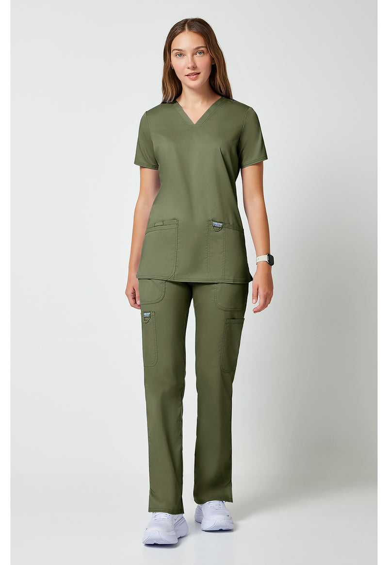 Olive - Cherokee Cherokee WW Revolution Women's Scrub Top - Detail 1 View