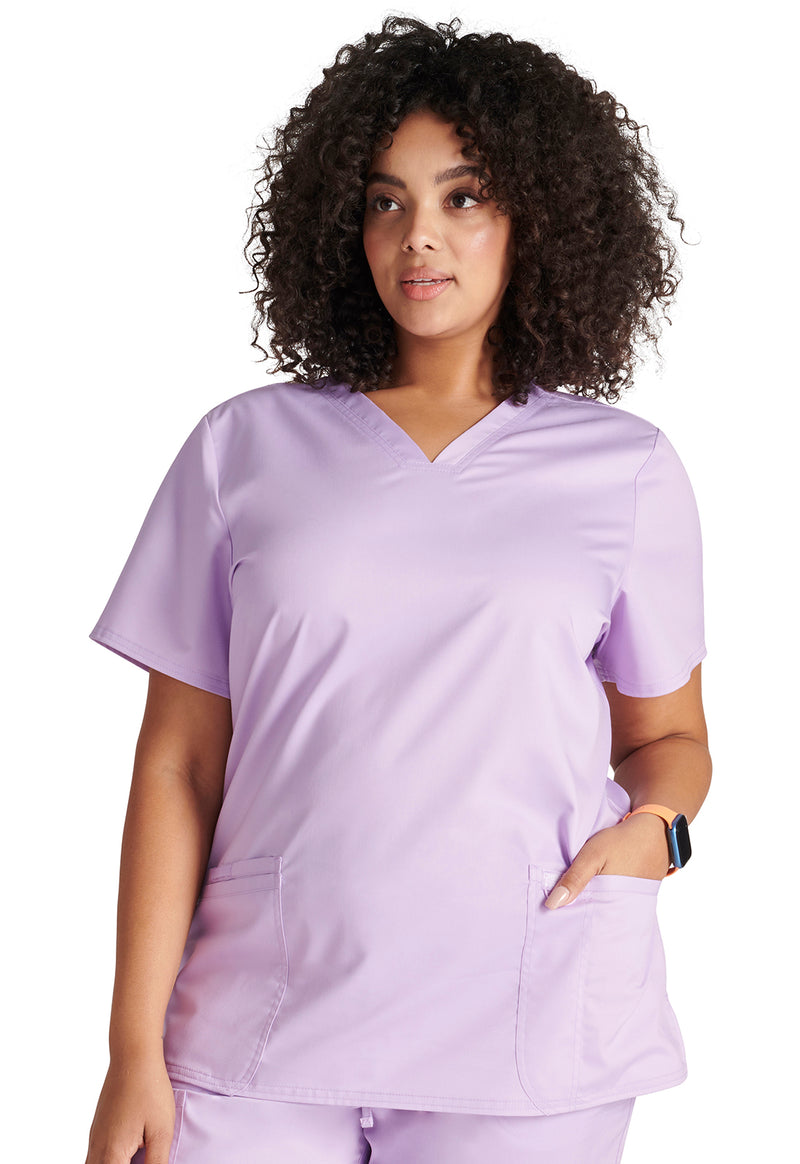 Purple Freesia - Cherokee Cherokee WW Revolution Women's Scrub Top - Detail 1 View