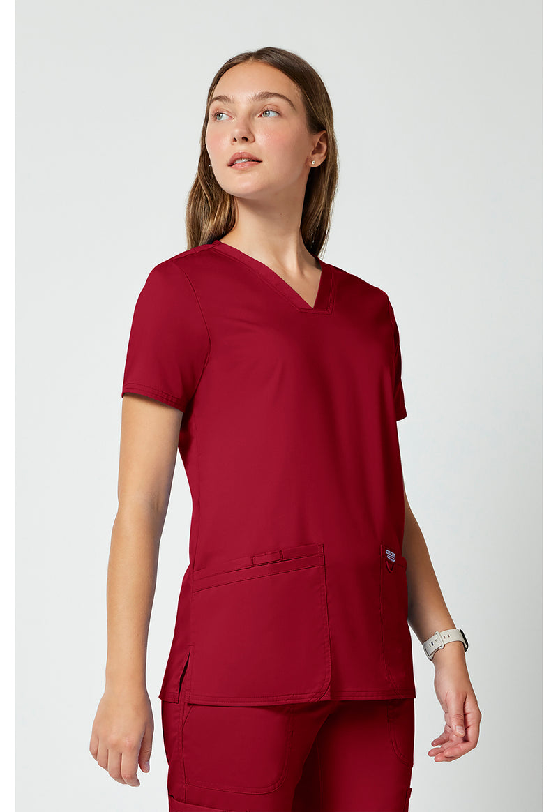 Red - Cherokee Cherokee WW Revolution Women's Scrub Top - Right Side View