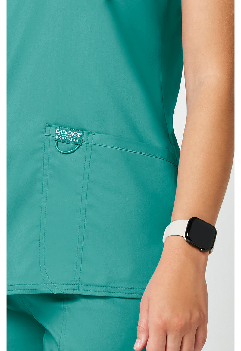 Soft Marine - Cherokee Cherokee WW Revolution Women's Scrub Top - Detail 4 View