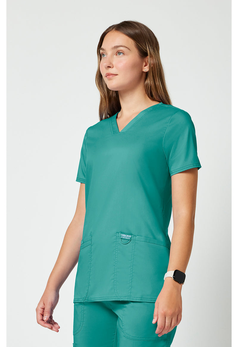 Soft Marine - Cherokee Cherokee WW Revolution Women's Scrub Top - Left Side View