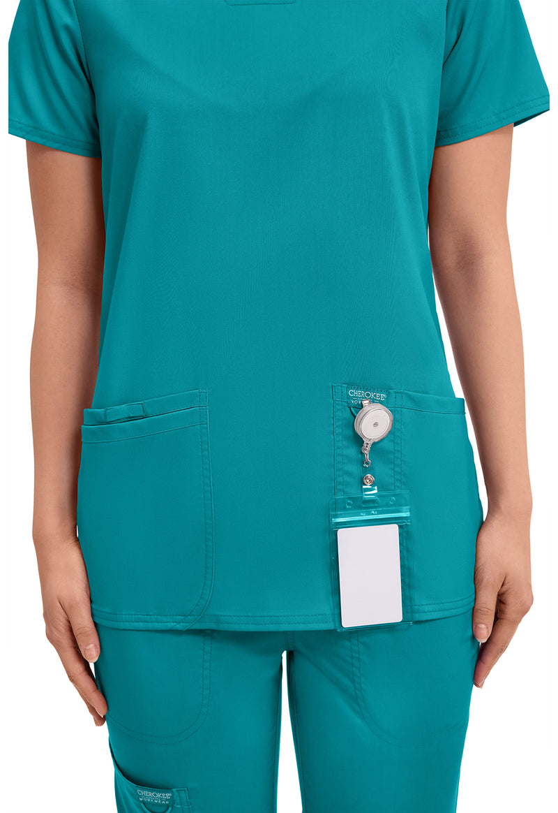 Teal Blue - Cherokee Cherokee WW Revolution Women's Scrub Top - Detail 2 View
