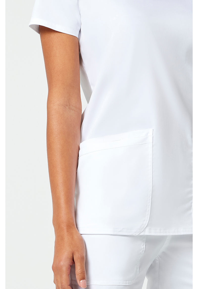 White - Cherokee Cherokee WW Revolution Women's Scrub Top - Detail 3 View