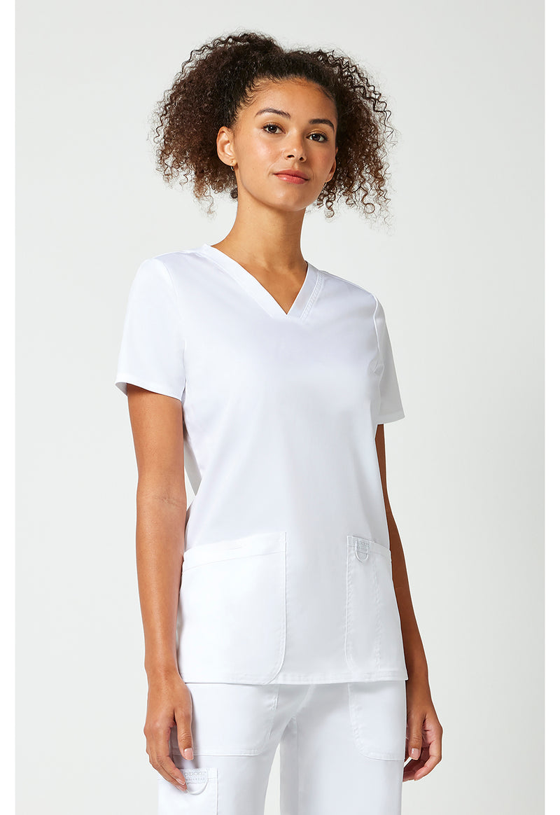 White - Cherokee Cherokee WW Revolution Women's Scrub Top - Right Side View