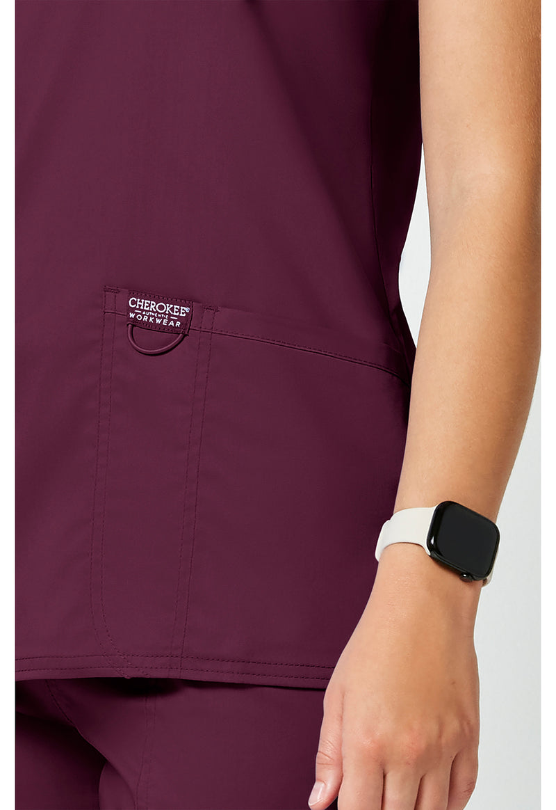 Wine - Cherokee Cherokee WW Revolution Women's Scrub Top - Detail 4 View