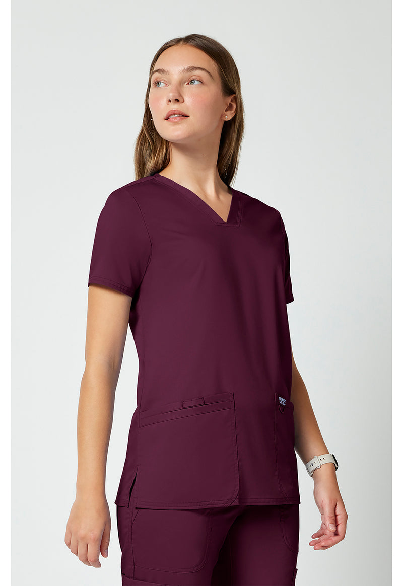 Wine - Cherokee Cherokee WW Revolution Women's Scrub Top - Right Side View