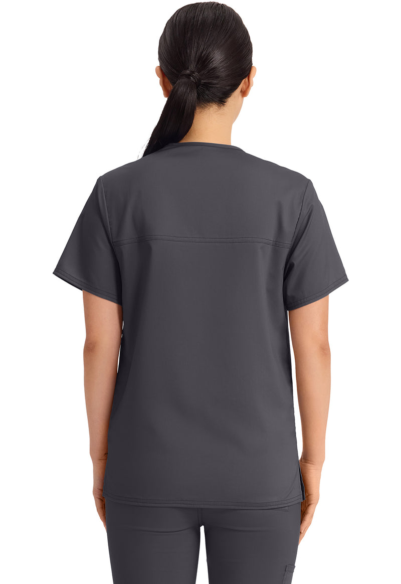 Pewter - Cherokee WW Revolution Unisex Scrub Top - Back View