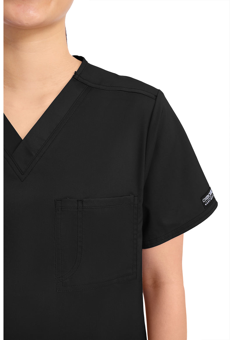 Black - Cherokee Cherokee WW Revolution Unisex Scrub Top - Detail 2 View