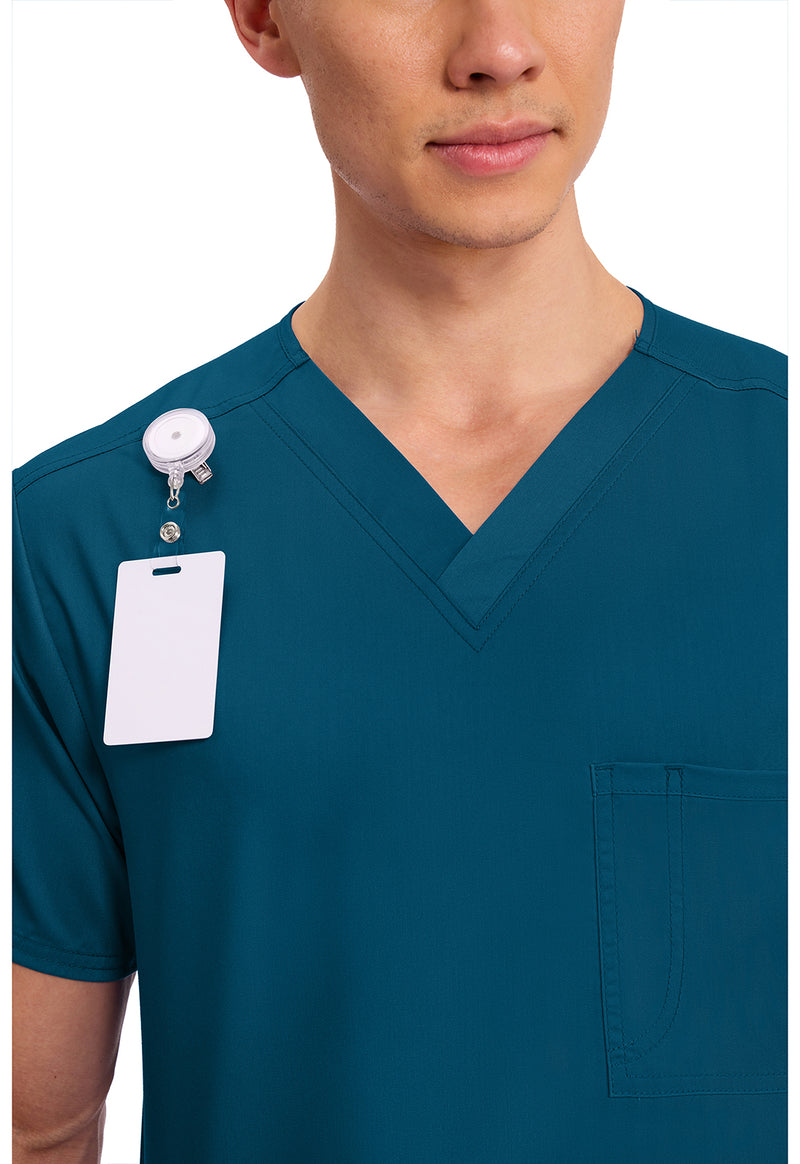 Caribbean Blue - Cherokee Cherokee WW Revolution Unisex Scrub Top - Detail 2 View
