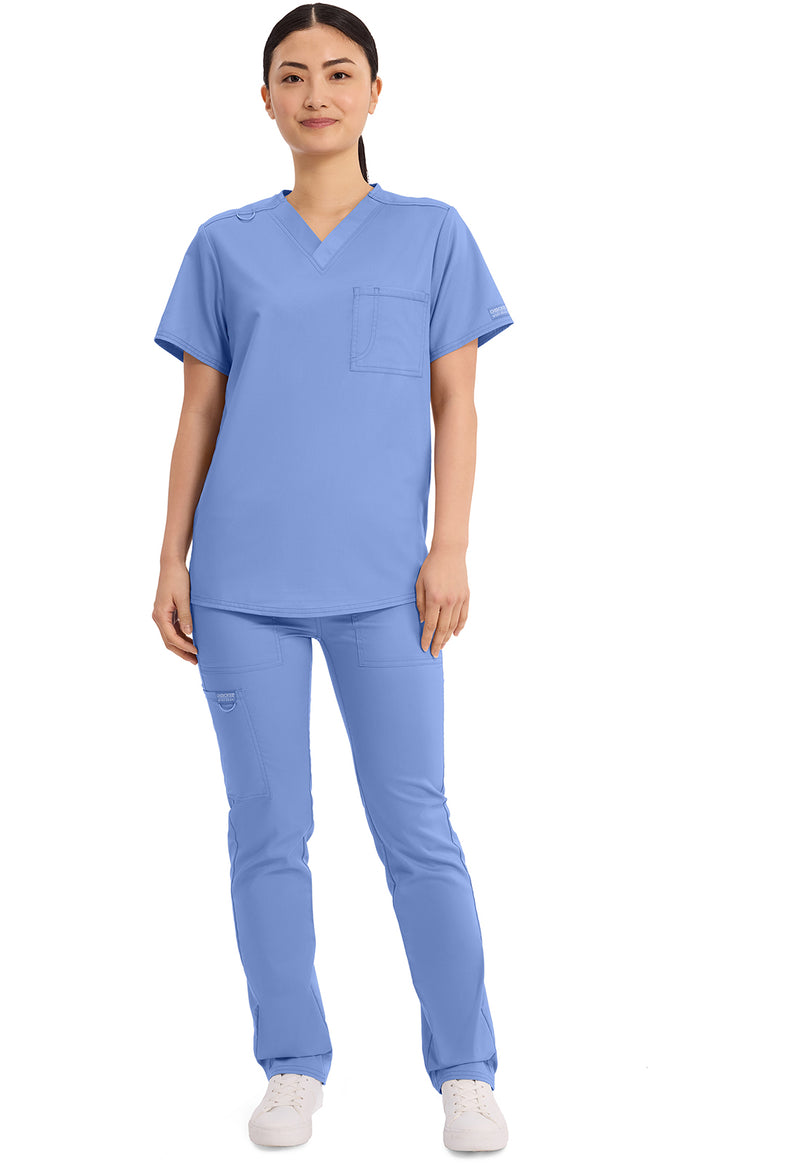 Ciel Blue - Cherokee Cherokee WW Revolution Unisex Scrub Top - Detail 1 View
