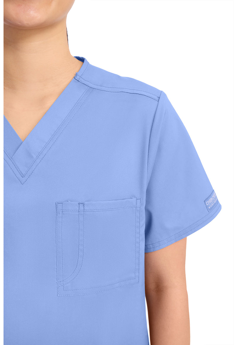 Ciel Blue - Cherokee Cherokee WW Revolution Unisex Scrub Top - Detail 2 View