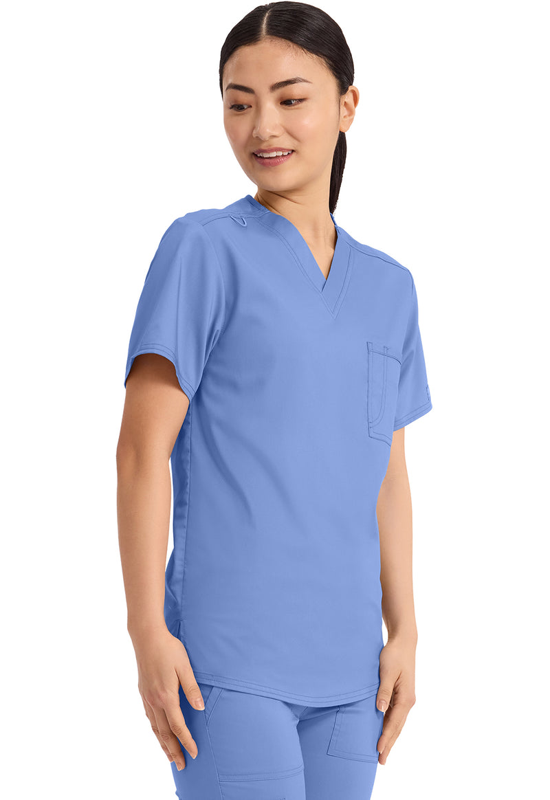 Ciel Blue - Cherokee Cherokee WW Revolution Unisex Scrub Top - Right Side View