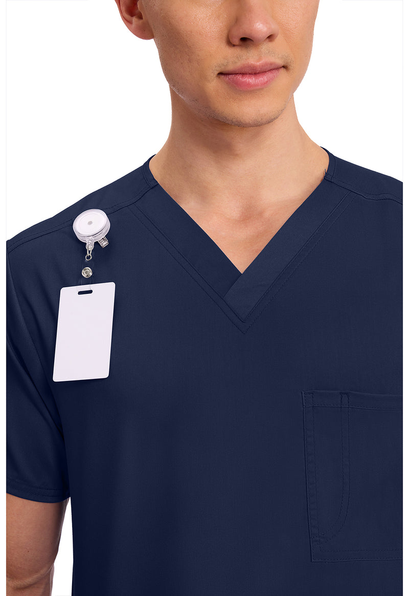 Navy - Cherokee Cherokee WW Revolution Unisex Scrub Top - Detail 2 View