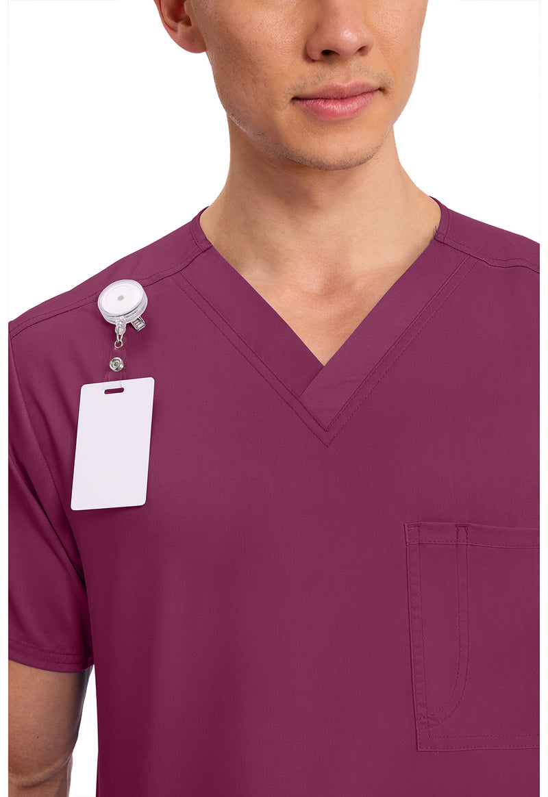 Wine - Cherokee Cherokee WW Revolution Unisex Scrub Top - Detail 2 View