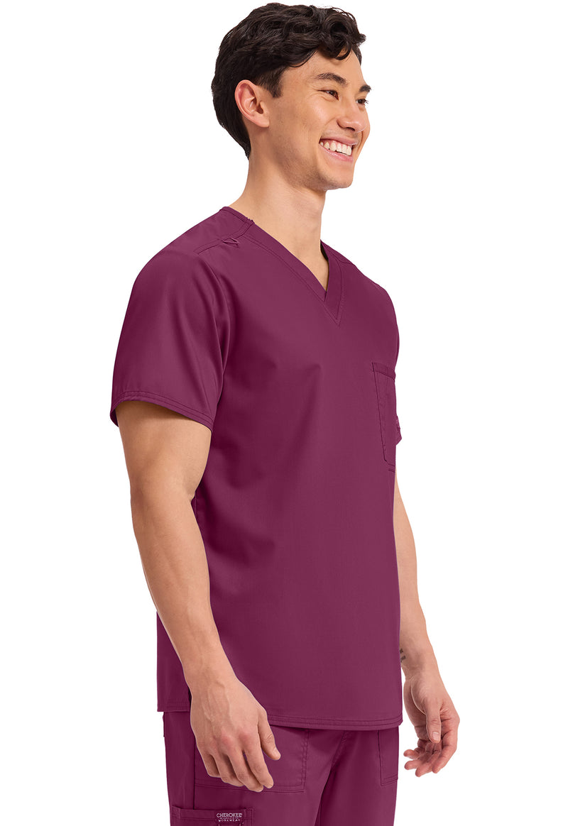 Wine - Cherokee Cherokee WW Revolution Unisex Scrub Top - Right Side View