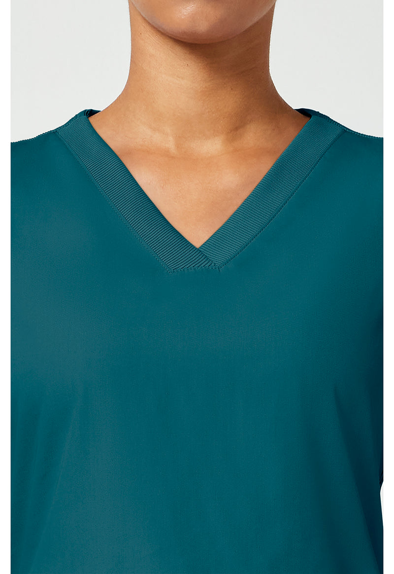 Caribbean Blue - Women's V-Neck Scrub Top (View 2)