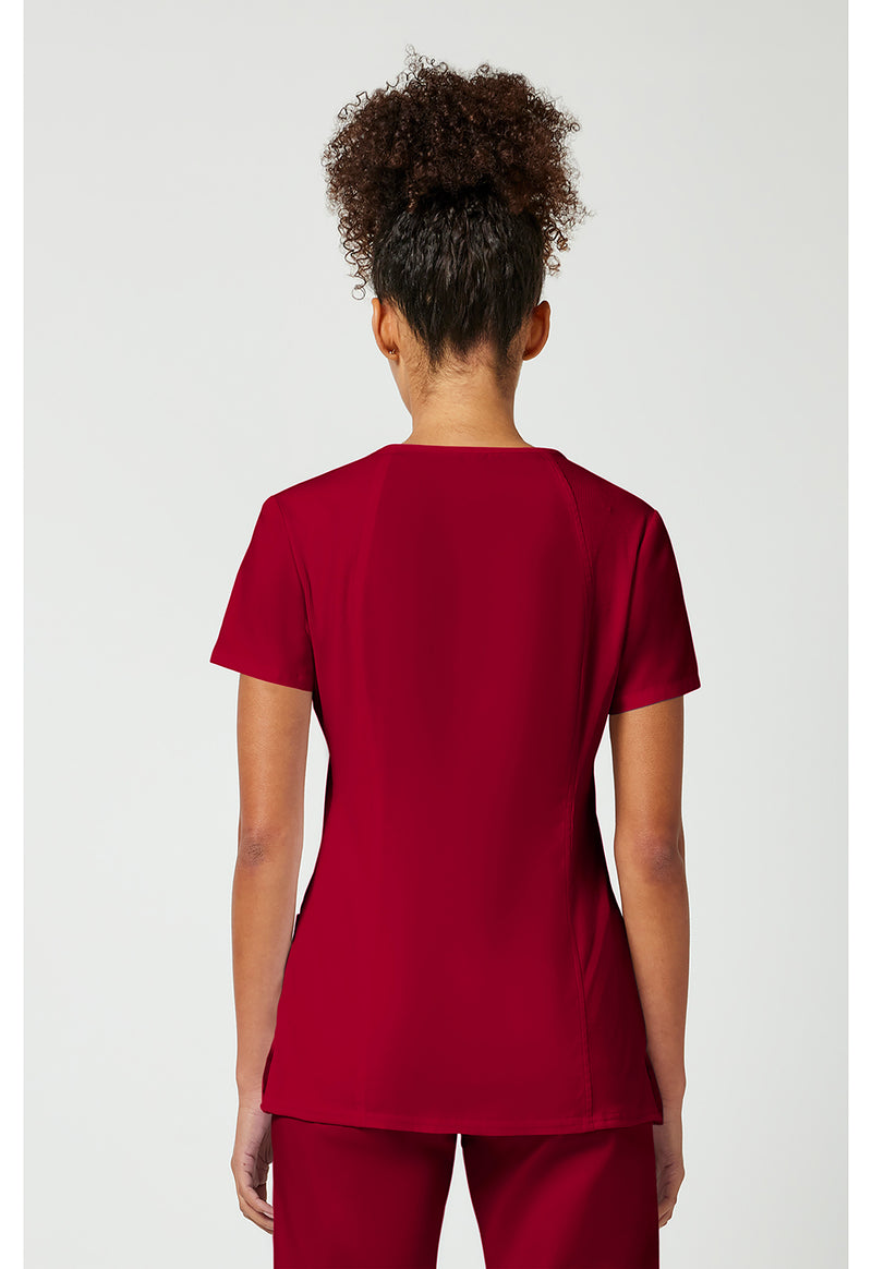 Red - Cherokee WW Originals Women Scrub Top - Back View