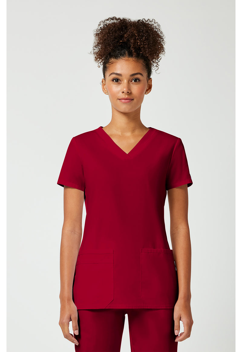Red - Cherokee WW Originals Women Scrub Top - Front View