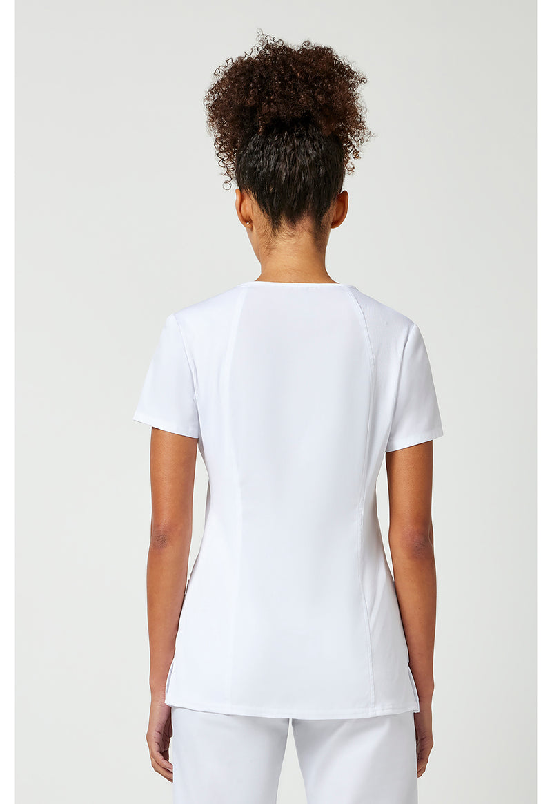 White - Cherokee WW Originals Women Scrub Top - Back View